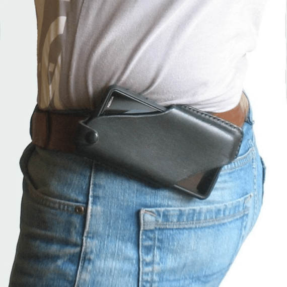 Men 6.5 Inch Leather Waist Belt Bag