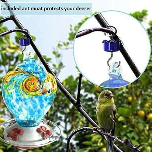 Hummingbird Feeder - Blue Egg with Flowers