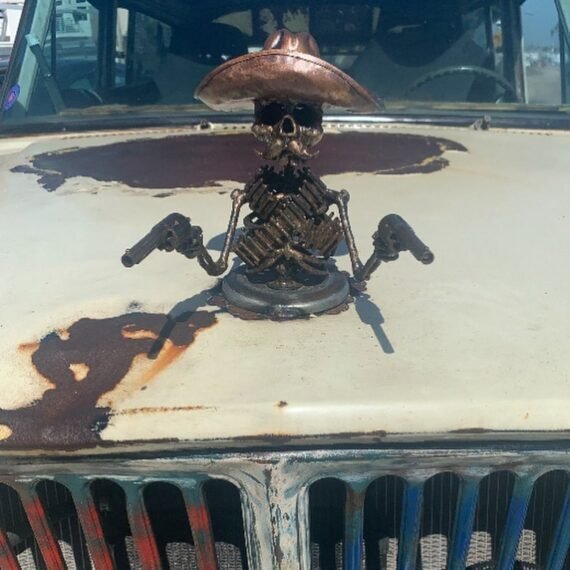 🔥HOT SALE NOW 79% OFF - Handmade Cast Cowboy Skull Gunslinger Hood Ornament Sculpture