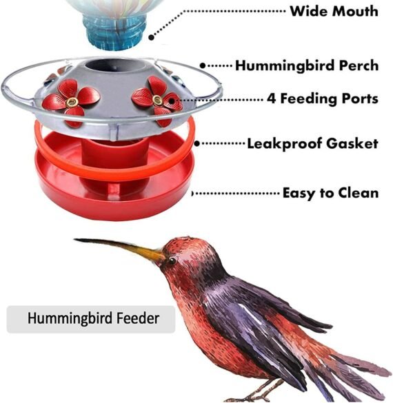 Hummingbird Feeder - Blue Egg with Flowers