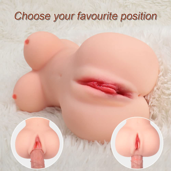 (Only Today 50% off)  3-in-1 Half Body Pocket Sex Toys with Boobs, Realistic 3D Textured Pussy and Anal Tunnels (0.65kg 20*11*10cm) (3 days delivery)