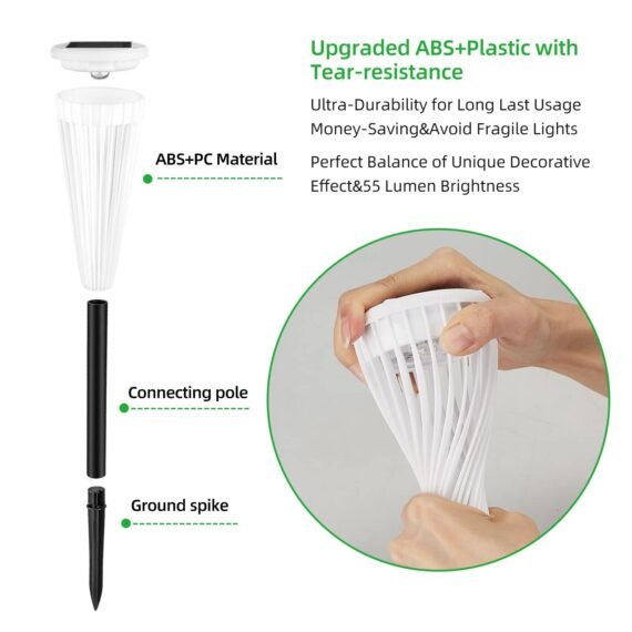 Solar Outdoor Lights,Solar Landscape Garden Powered Pathway Lights Warm/White Switch Auto On/Off Waterproof LED Path Lighting for Garden Walkway Yard