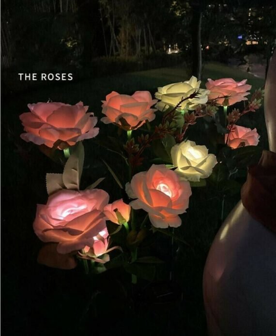 LAST DAY 50% OFF - SPRING ARTIFICIAL ROSE SOLAR GARDEN STAKE LIGHTS