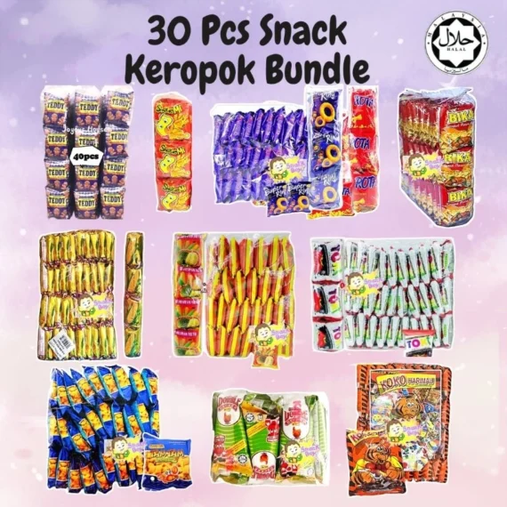 30PCS Keropok Bundle Snack 🍪Super Ring /Rota/ Corntoz/Double Decker/ Shoyuemi / Potato / Bika / Roller Coaster / Mamee，🛒Clearance Price RM 5.29👇