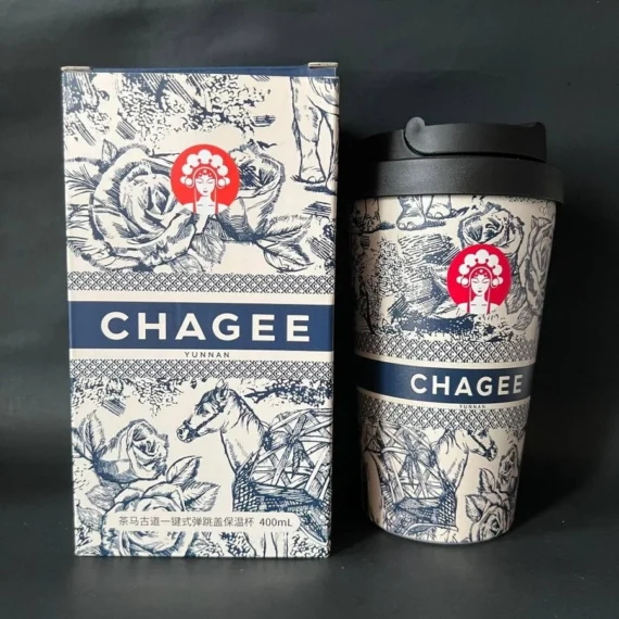 🥛𝘾𝙃𝘼𝙂𝙀𝙀 Thermos Cup🥛Lock&Lock co-name Tea Horse Ancient Road one-click bounce table accompanying cup CHAGEE Thermos Cup 316 Stainless Steel 400ml🥛