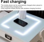 Smart Htstand, Smart Side Table, Htstand With Wireless Charging, 3-Color LED Light, Infinitely Dimmable USB Port, Bedside Table With 3 Independent Drawers