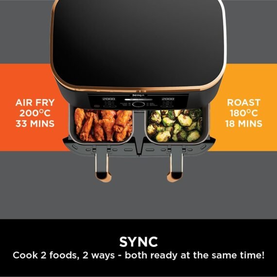 Big Sale-Foodi Dual Zone Digital Air Fryer. 2 Drawers. 7.6L. 4-in-1