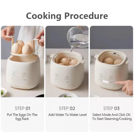 🔥Egg Boiler Household Small Hard Boiled Egg Maker Automatic Power off 7 Modes Breakfast Cooker 3 Pin Plug