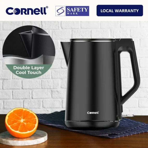 Cornell 1.5L Cool Touch Double Wall Cordless Kettle with full inner Stainless Steel CJKE150SSB
