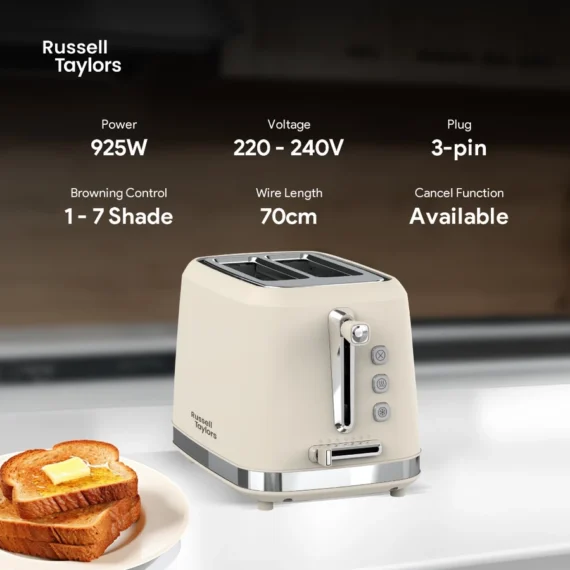 Russell Taylors Retro Toaster RT-10. 𝟳 𝗦𝗵𝗮𝗱𝗲 𝗦𝗲𝘁𝘁𝗶𝗻𝗴𝘀. 2 Years Warranty