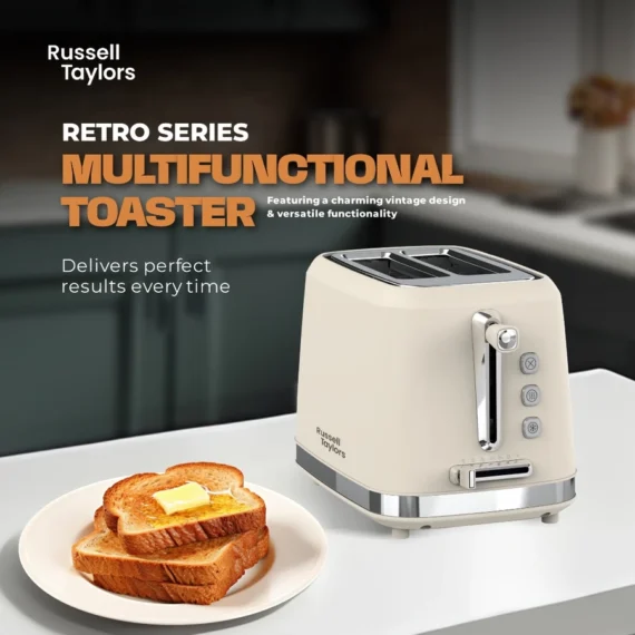 Russell Taylors Retro Toaster RT-10. 𝟳 𝗦𝗵𝗮𝗱𝗲 𝗦𝗲𝘁𝘁𝗶𝗻𝗴𝘀. 2 Years Warranty