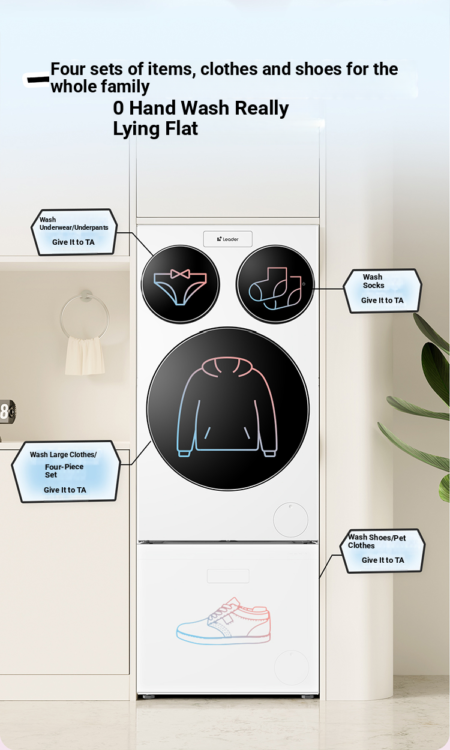 Haier Leader Three-Compartment Automatic Washing Machine and Shoe Washer Set, Three-Drum Household Front-Loading Washing Machine ProMax