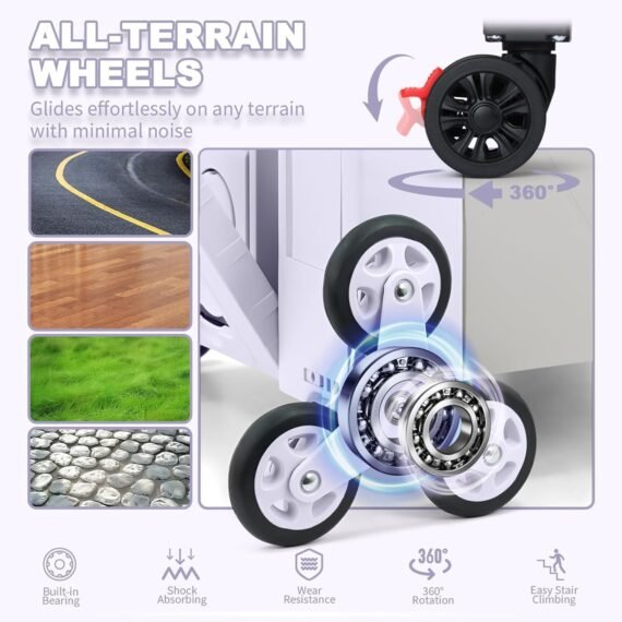 ⚡Clearance Price 18,28 zł​🎁FELICON Folding Climber Utility Cart Rolling Crate Tote on Rotate Wheels with Adjustable Handle Hidden Lid Cup Holder Storage Toolbox for Teacher Office File Move Shop Travel Laundry Grocery