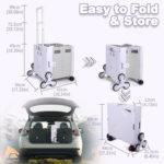 ⚡Clearance Price 18,28 zł​🎁FELICON Folding Climber Utility Cart Rolling Crate Tote on Rotate Wheels with Adjustable Handle Hidden Lid Cup Holder Storage Toolbox for Teacher Office File Move Shop Travel Laundry Grocery